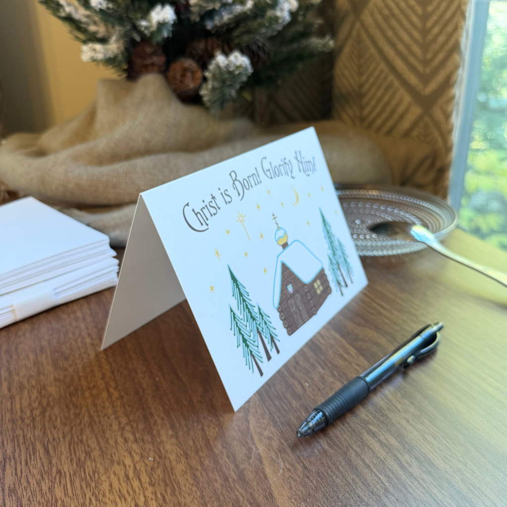 Orthodox Nativity Card - English "Christ is Born"